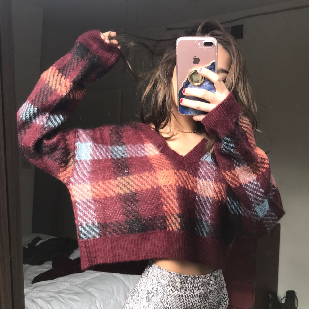 Plaid printed sweater